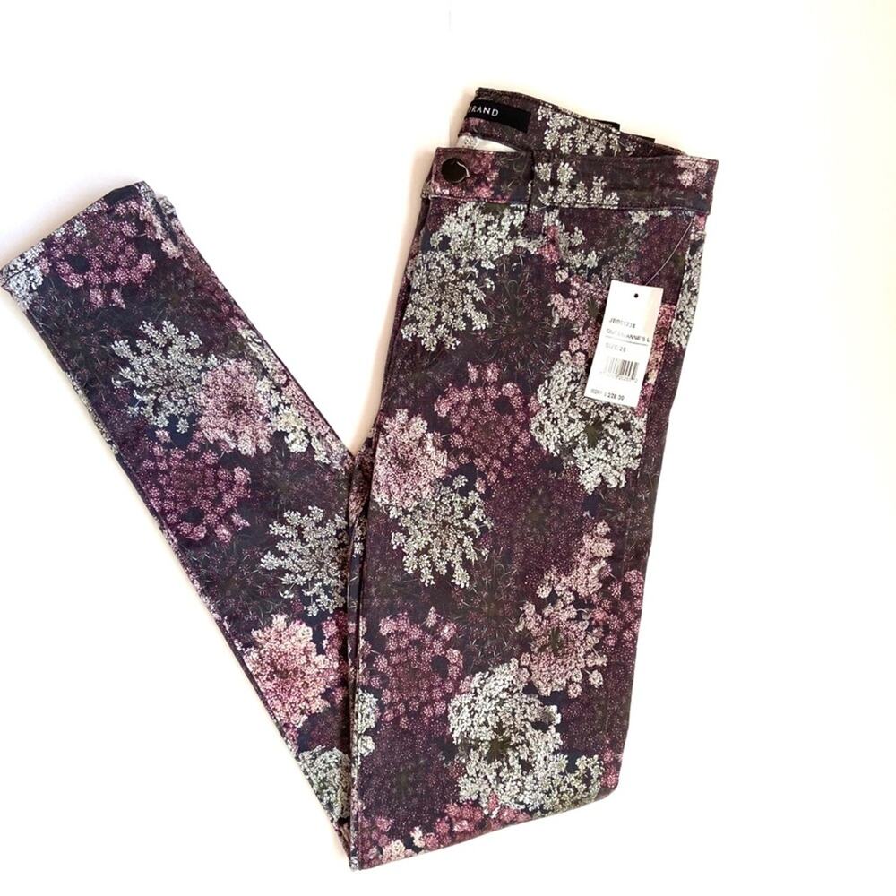 J BRAND 620 Mid Rise Skinny Jeans Queen Ann Lace Floral Flower Sz 28  $228